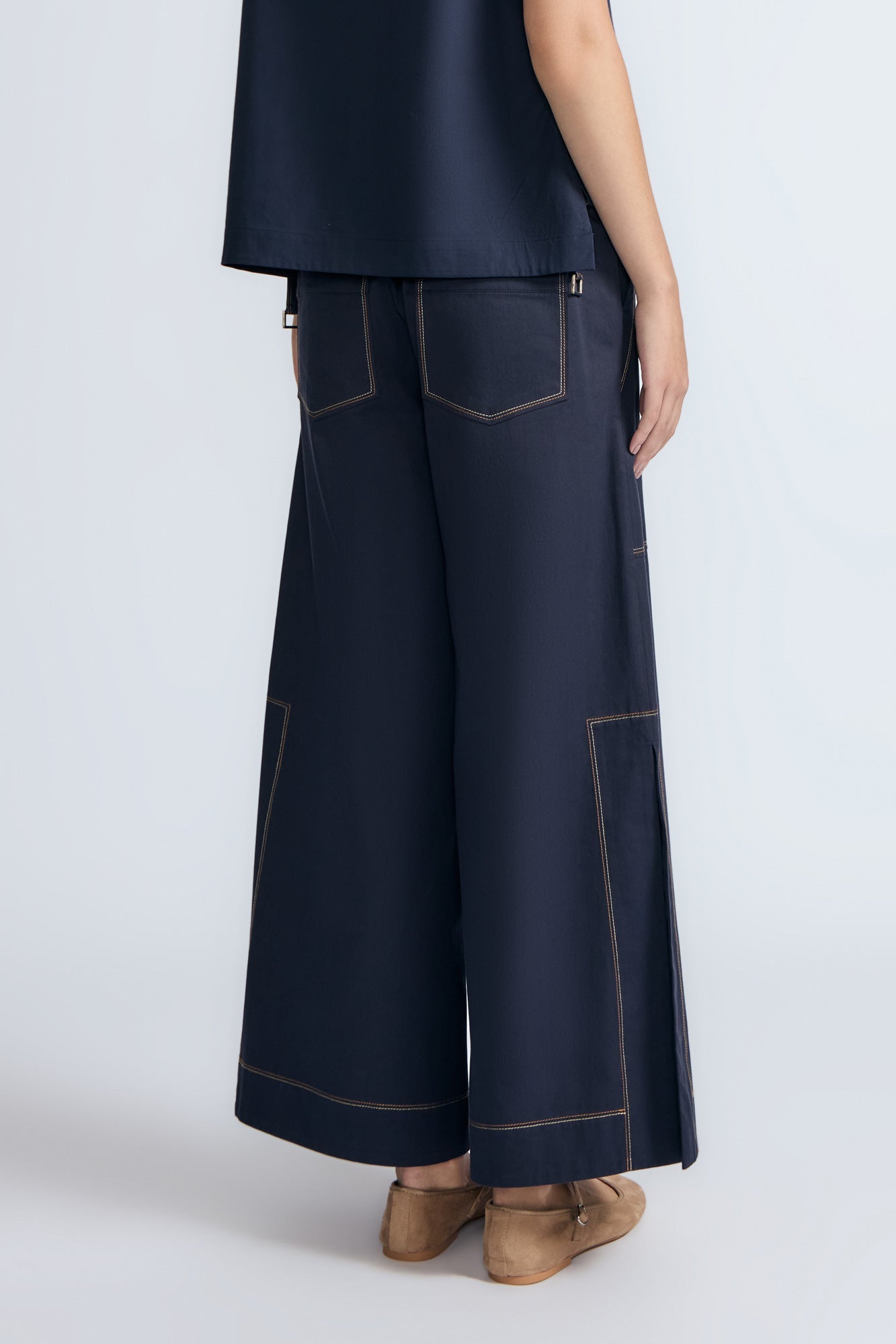 Zoe High-Rise Cotton Pants | Navy