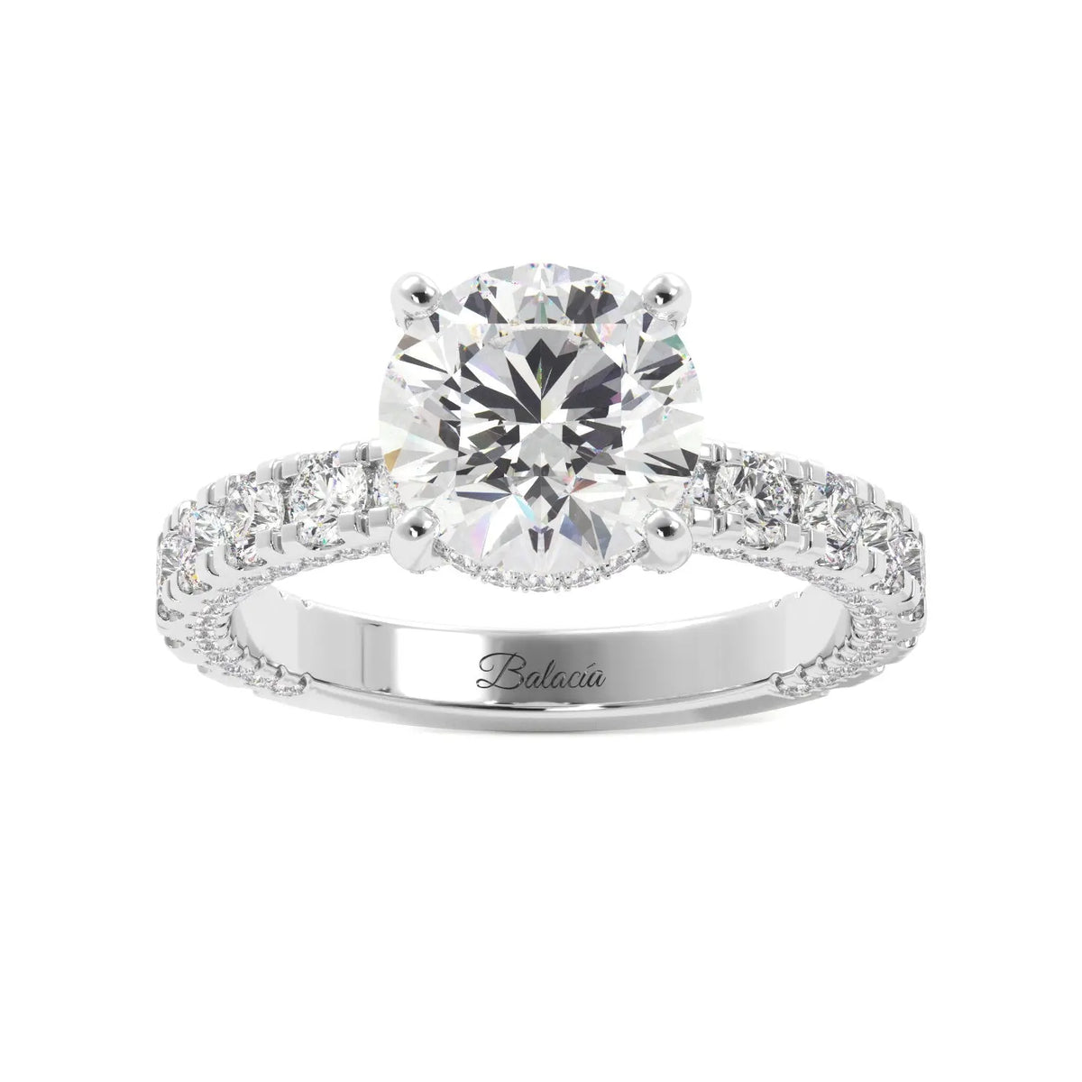 Round Diamond Iced Out Micropave Engagement Ring