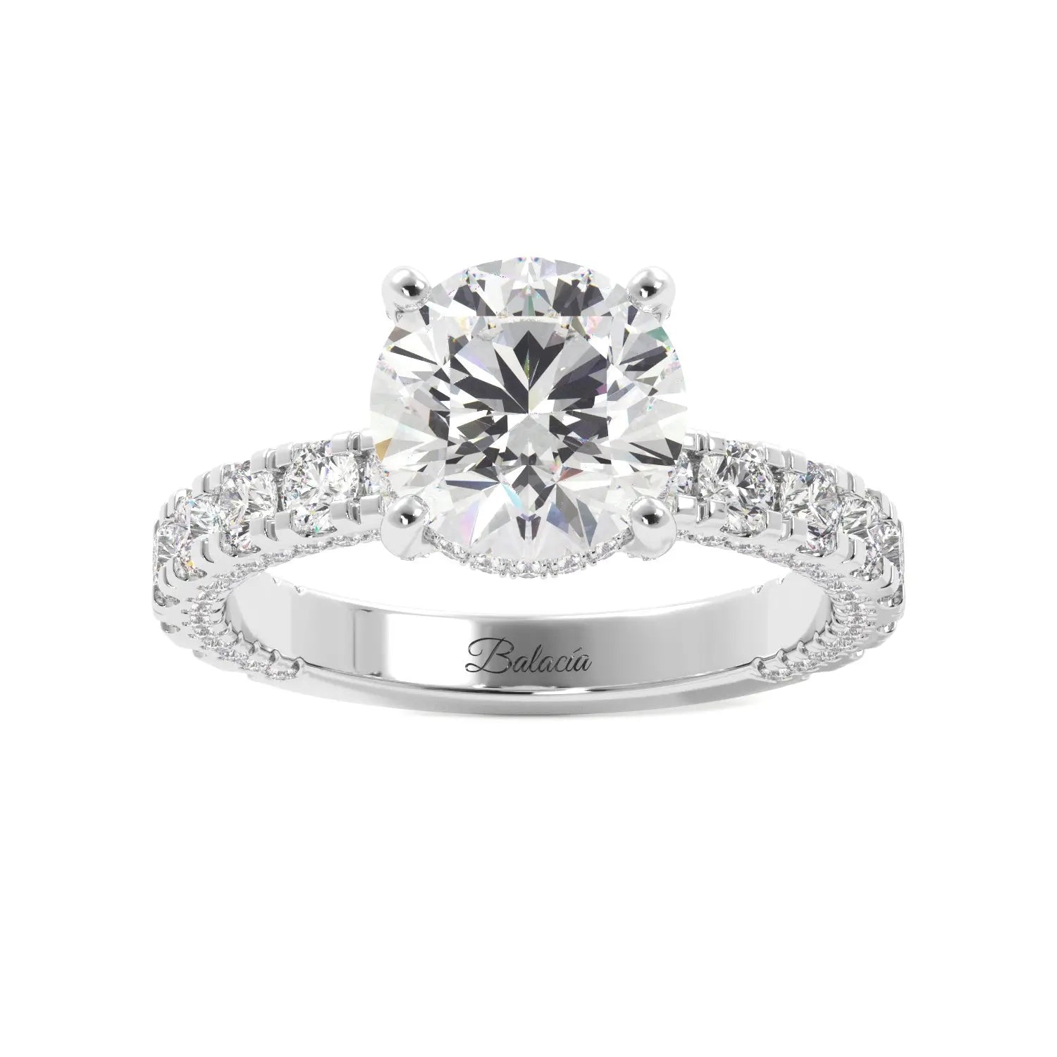 Round Diamond Iced Out Micropave Engagement Ring