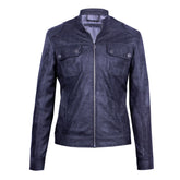 Dark Gray Distressed Leather Jacket