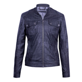 Dark Gray Distressed Leather Jacket
