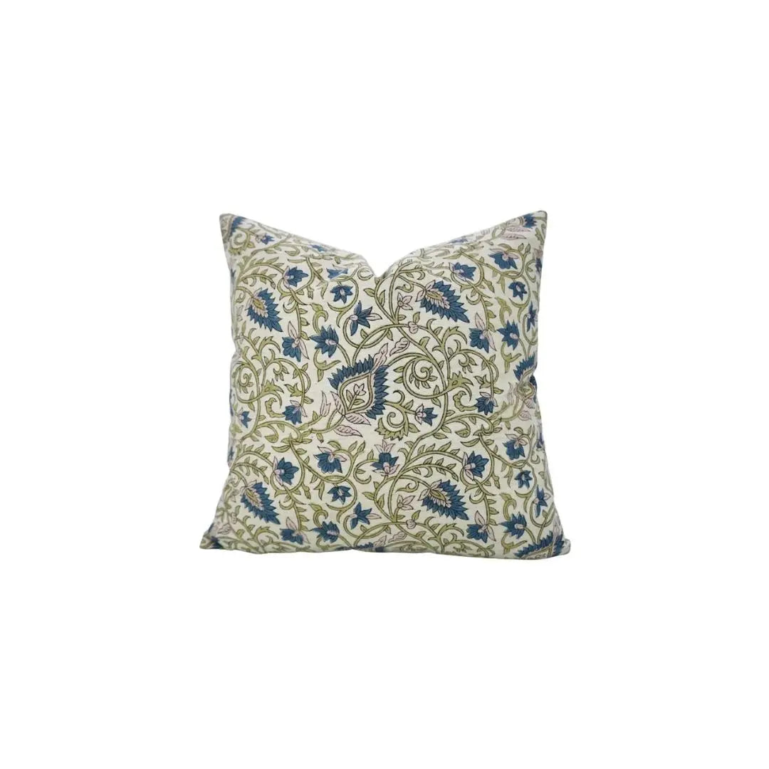 Handcrafted Block Print Linen Blend Pillow Cover - Hawa Mahal