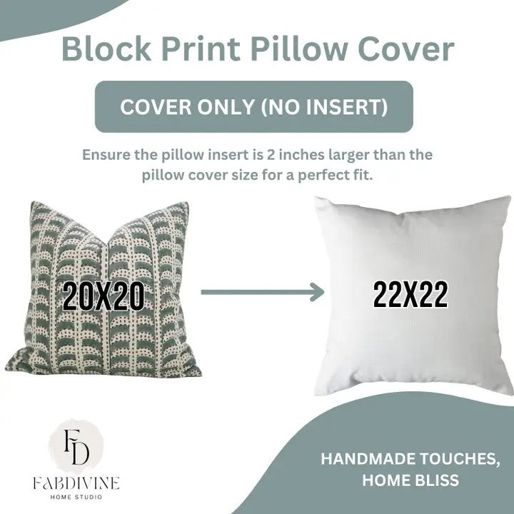 Classic Hand Block Design Viscose Linen Pillow Cover - Garud