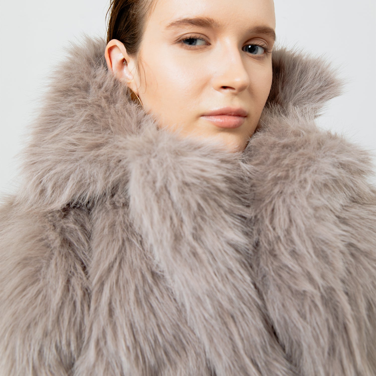 NICOLINE GREY FAUX FUR COAT OUTERWEAR