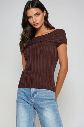Amélie Off-Shoulder Ribbed Contour Top