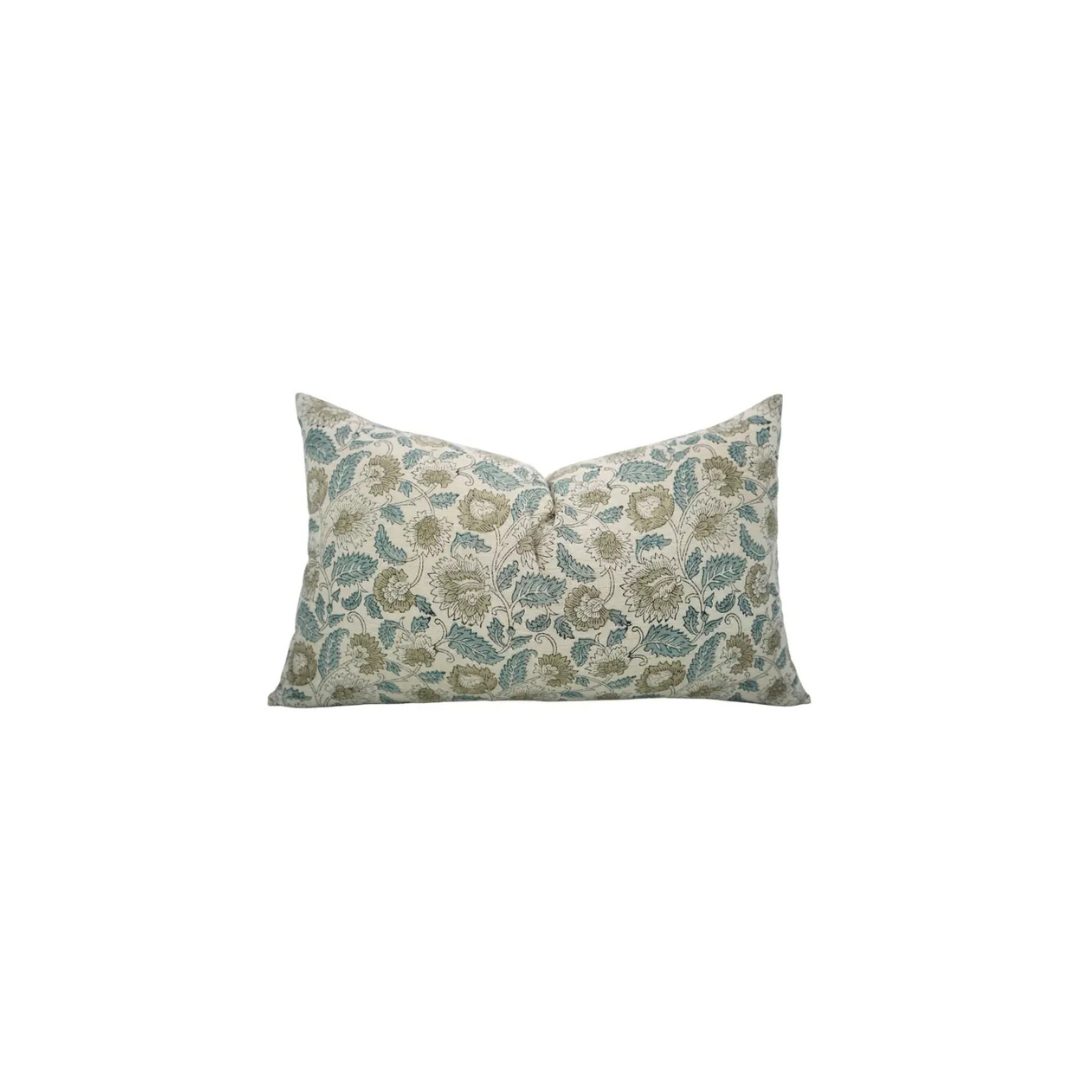 Unique Block Print Linen Blend Pillow Cover - Mandakini