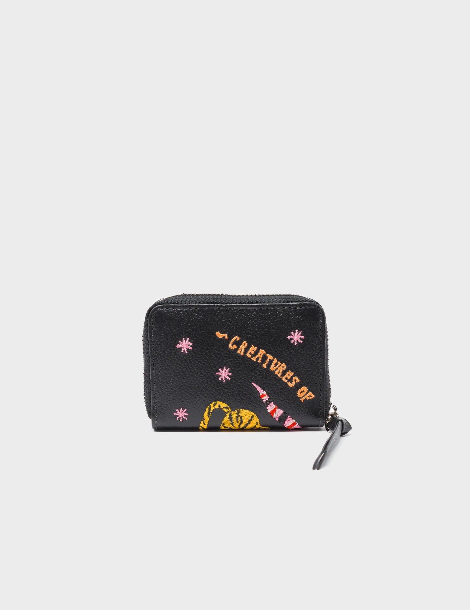 Frodo Leather Zip Around Wallet - Tiger and Snake Embroidery