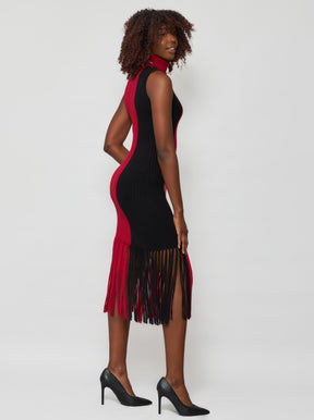 Elleann Color Block Cashmere Midi Dress