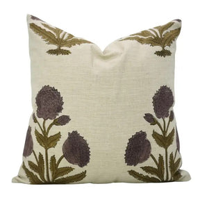 Hand Block Crafted Block Print Linen Blend Pillow Cover - Badshah