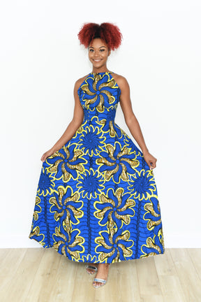Blue Backless Maxi Dress