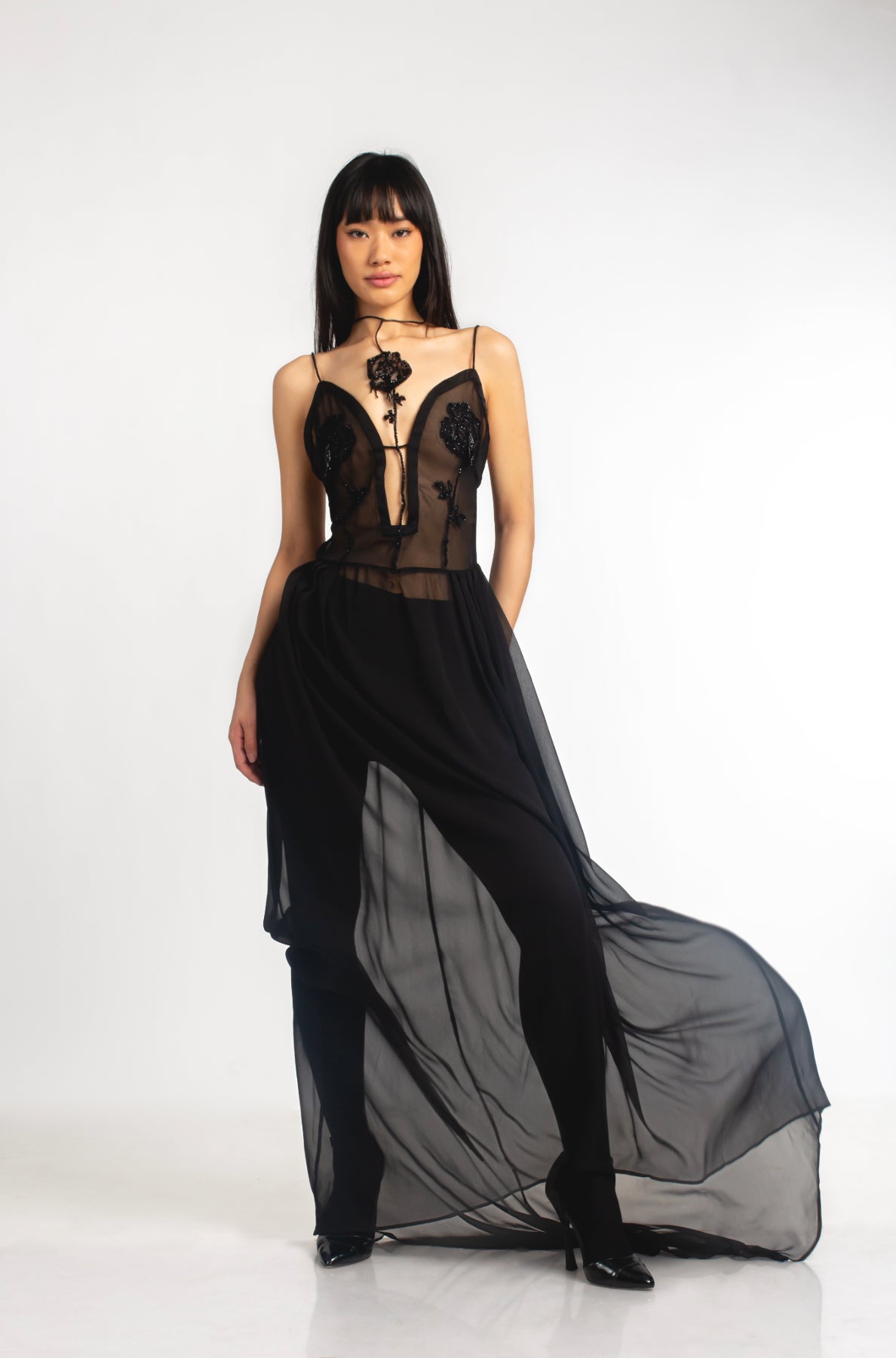 Rose Embroidered Maxi Dress