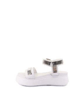 Elevated White Platform Sandals with Studs Roya