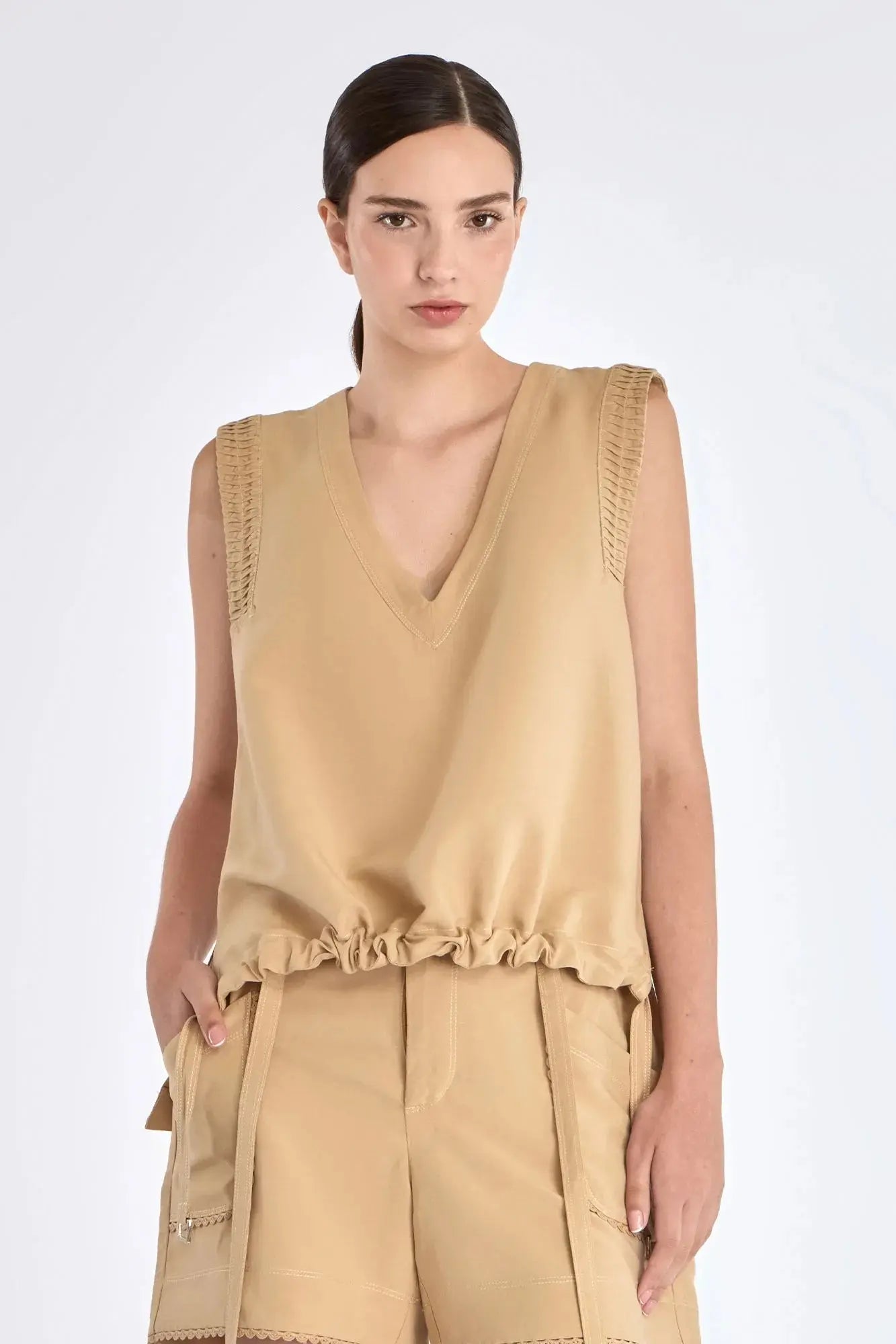 Valencia Drawstring Hem Blouse
