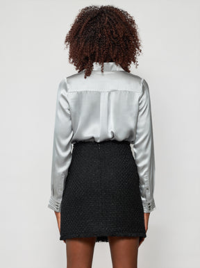 Solgo Pleated Silk Charmeuse Shirt