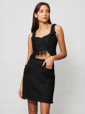 Tia Shimmering Tweed Bouclé Crop Top