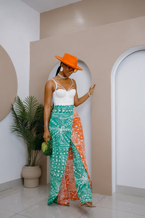 Apuruka Hand-Dyed Adire Cotton Patchwork Pant Skirt – African-Inspired Fashion