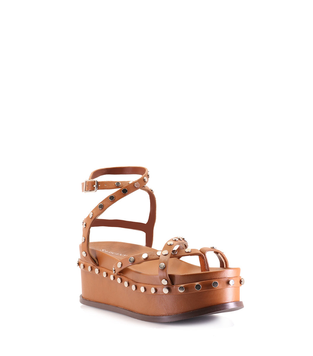 DION Studded Eco-Friendly Platforms Brown