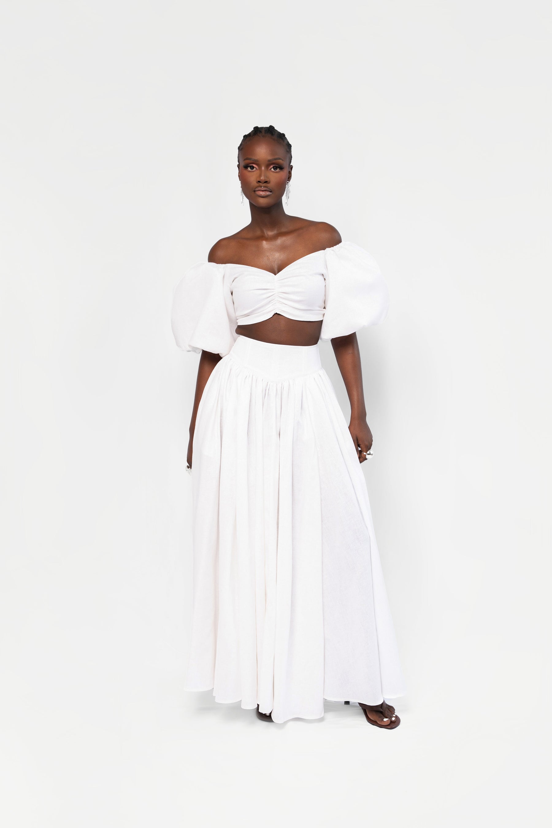 Linen DANI Maxi skirt in White