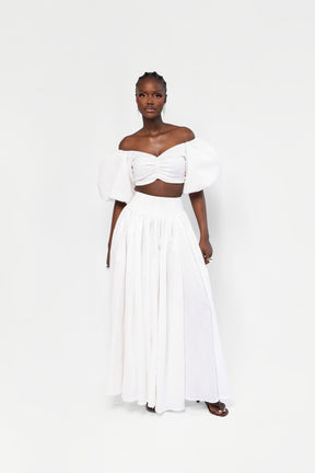 Linen DANI Maxi skirt in White