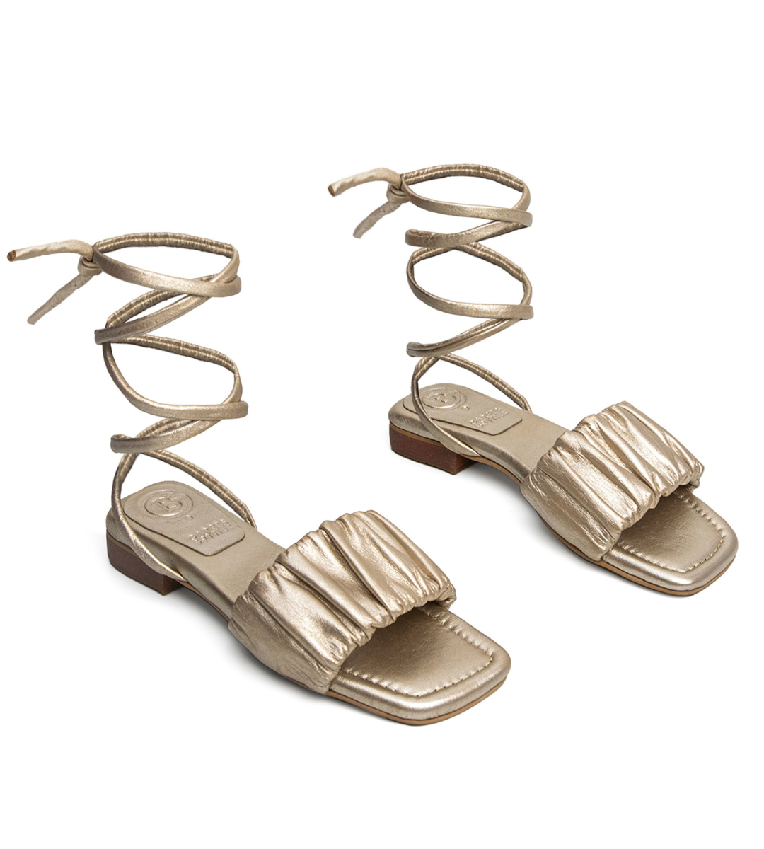 Maya Gold Leather Wrap Sandals