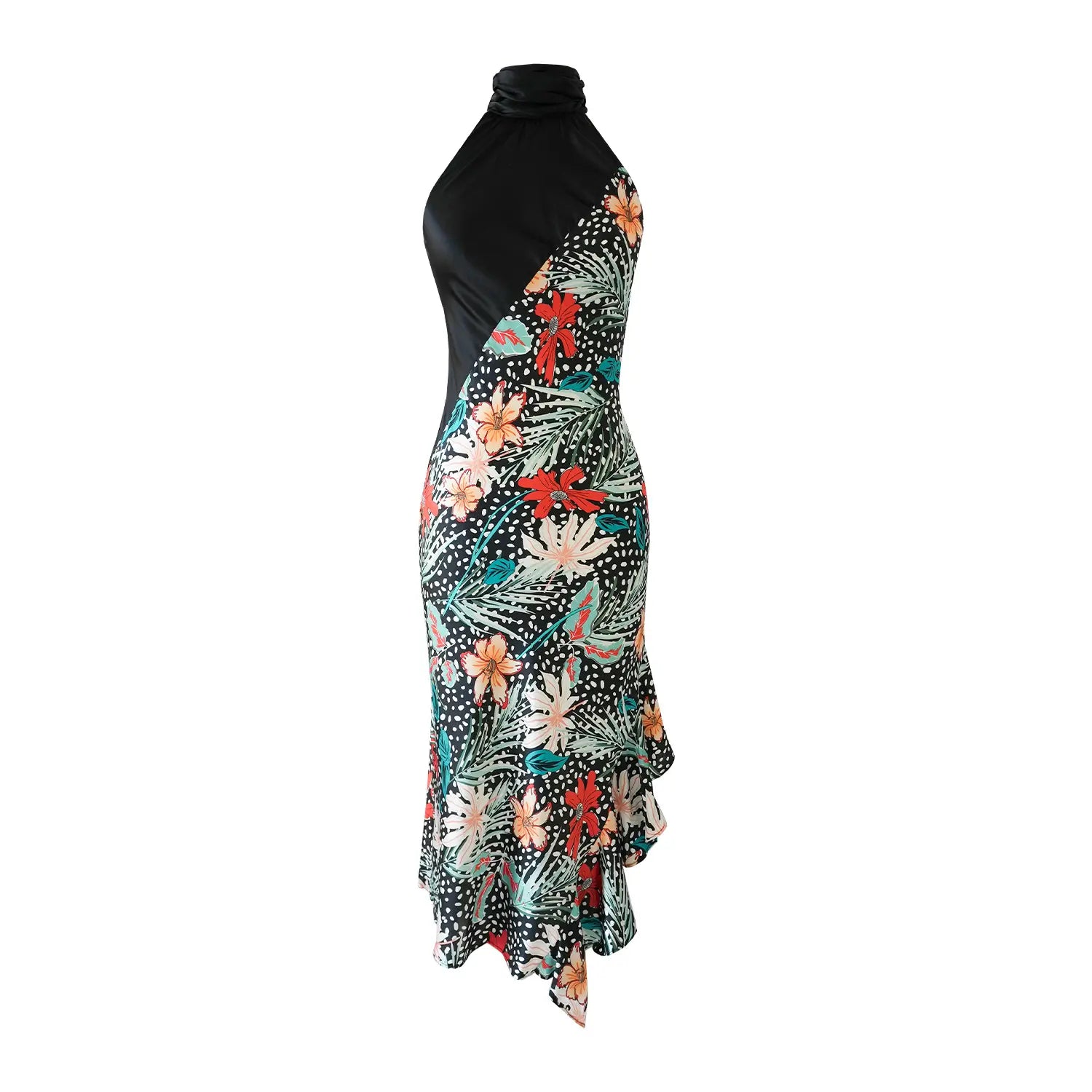Yera Halter Silk Midi Dress