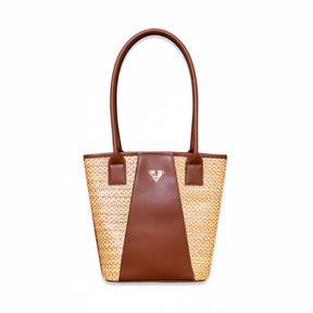 Brown Leather Tetra Tote Bag