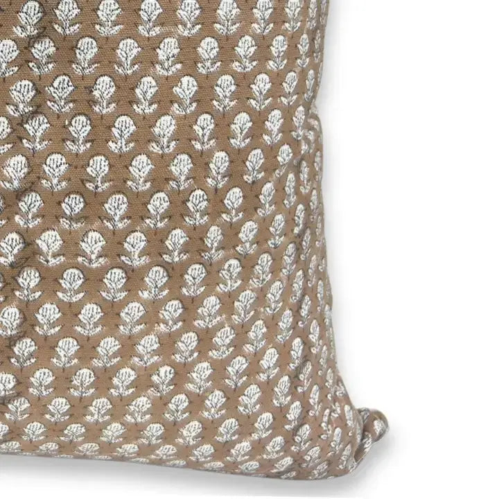 Floral Block Print Thick Cotton Cushion Cover - Tarangni