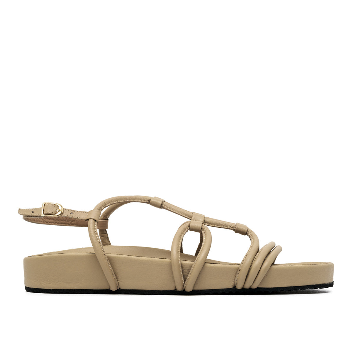 Flora Almond Strappy Leather Sandals