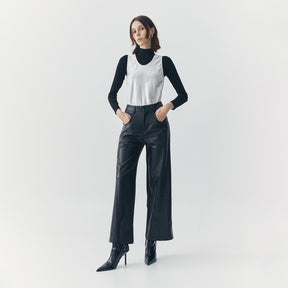 ARIA LOOSE BLACK LEATHER PANTS