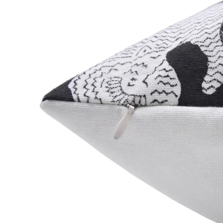 Accent Home Decor Block Printed Thick Cotton White Pillow Cover- Mushak