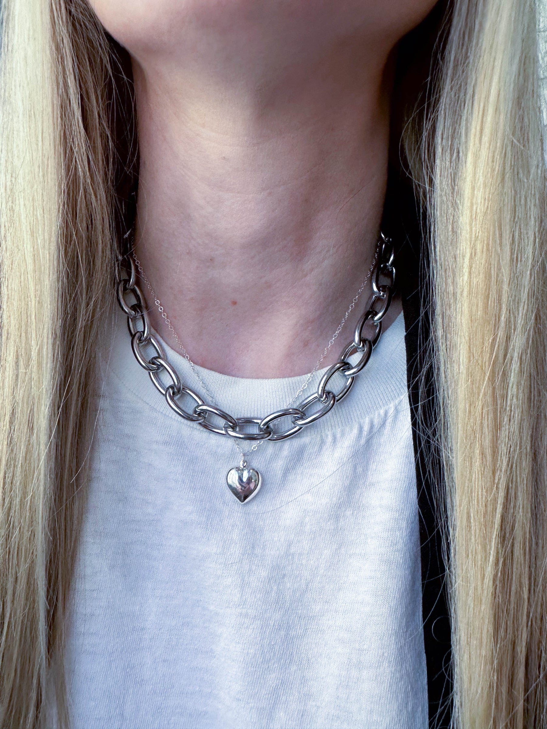 Vintage 1993 Silver Chain Jewelry Set Necklace & Bracelet