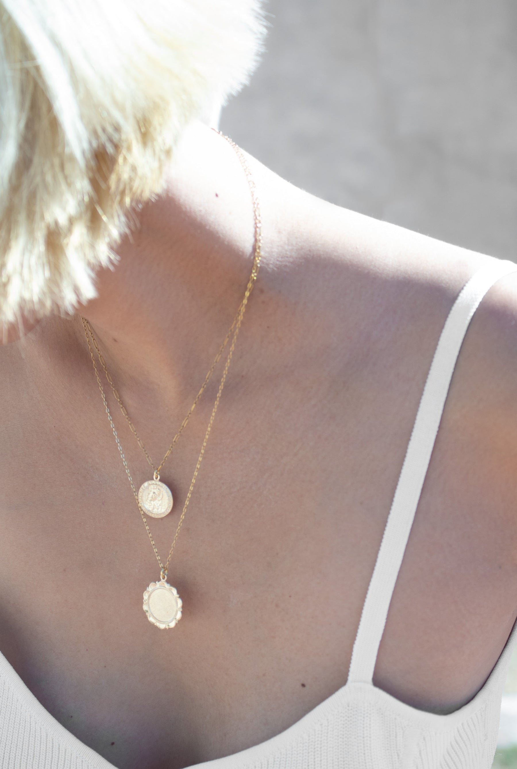 Bleeker Gold Charm Pendant Chain Necklace Delicate