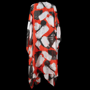 Red White Black Blocks Kimono Duster
