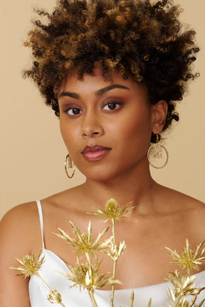 Gold Square Hammered Hoop Earrings