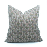 Handmade Block Print Thick Linen Throw Cushion Cover - Lotus