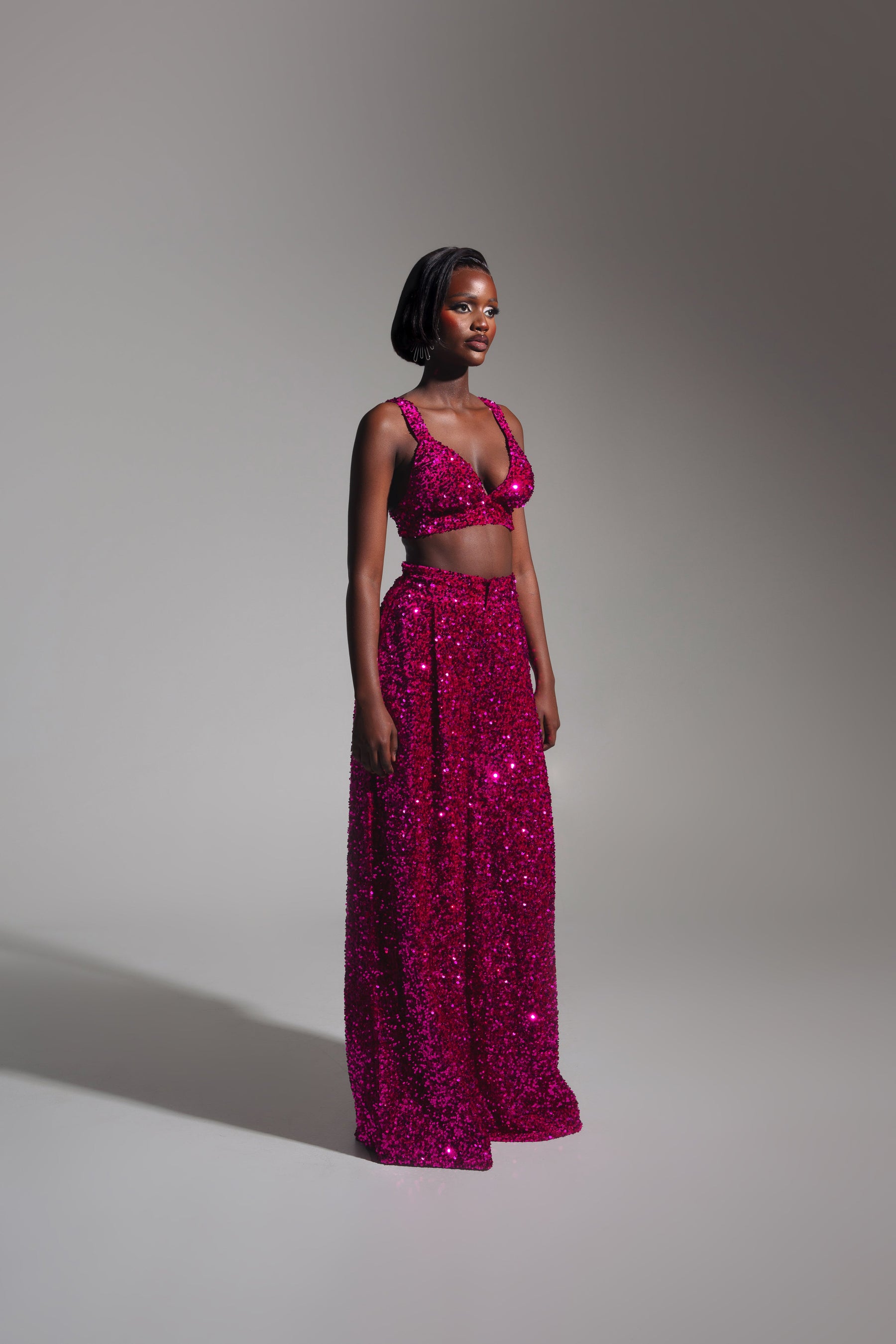 LIZA Sequin Pants in MAGENTA