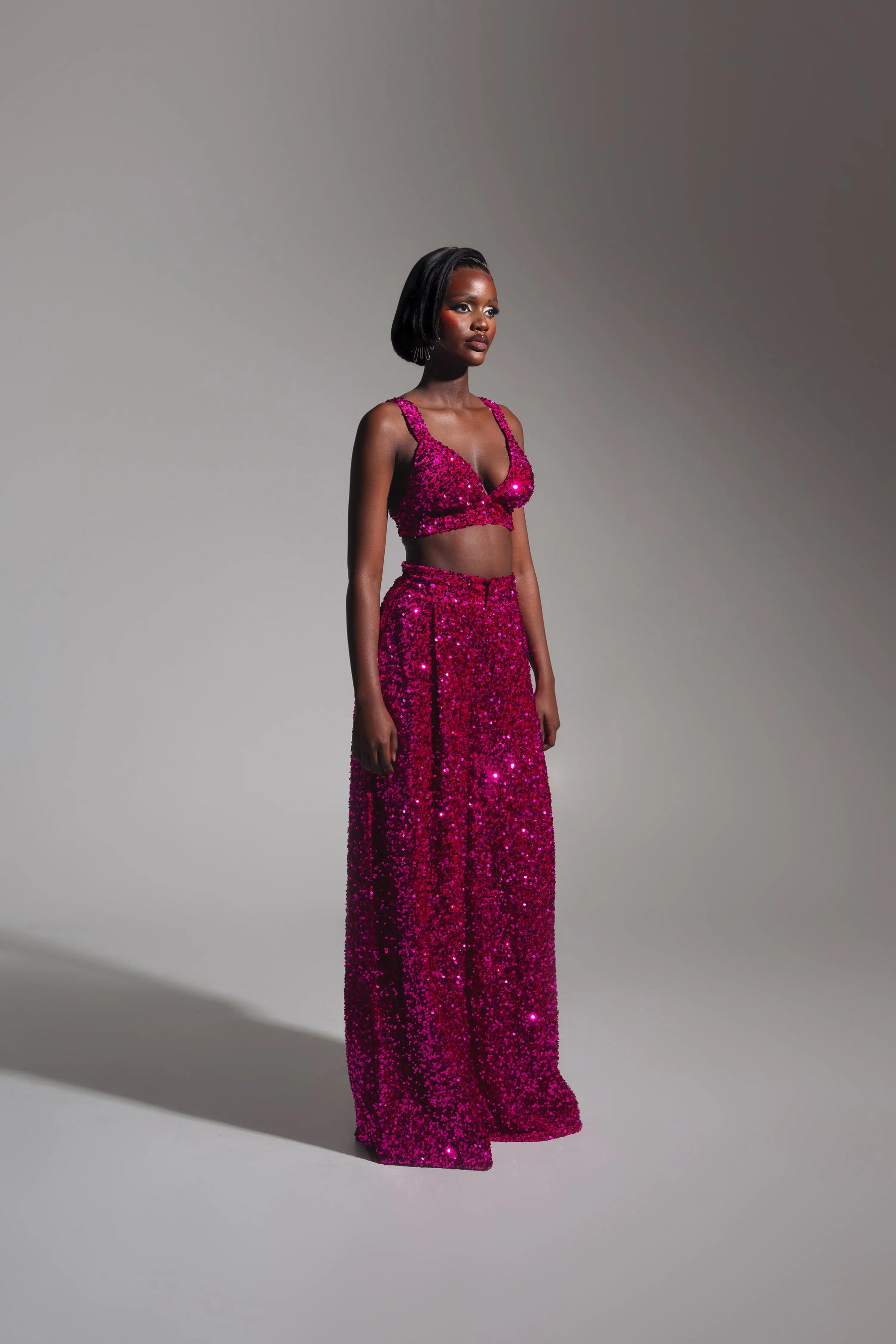 LIZA Sequin Pants in MAGENTA