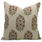 Traditional Block Design Linen Blend Cushion Cover - Virat