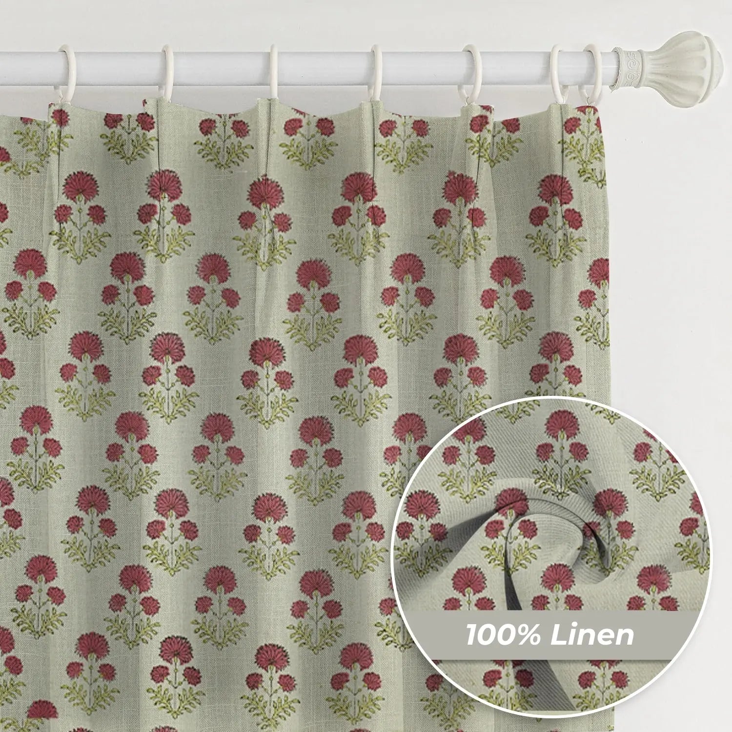 Elegant Print Pure Linen Window Curtain - Rishi