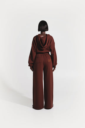 OFUURE Plush fleece Hoodie SET in BROWN