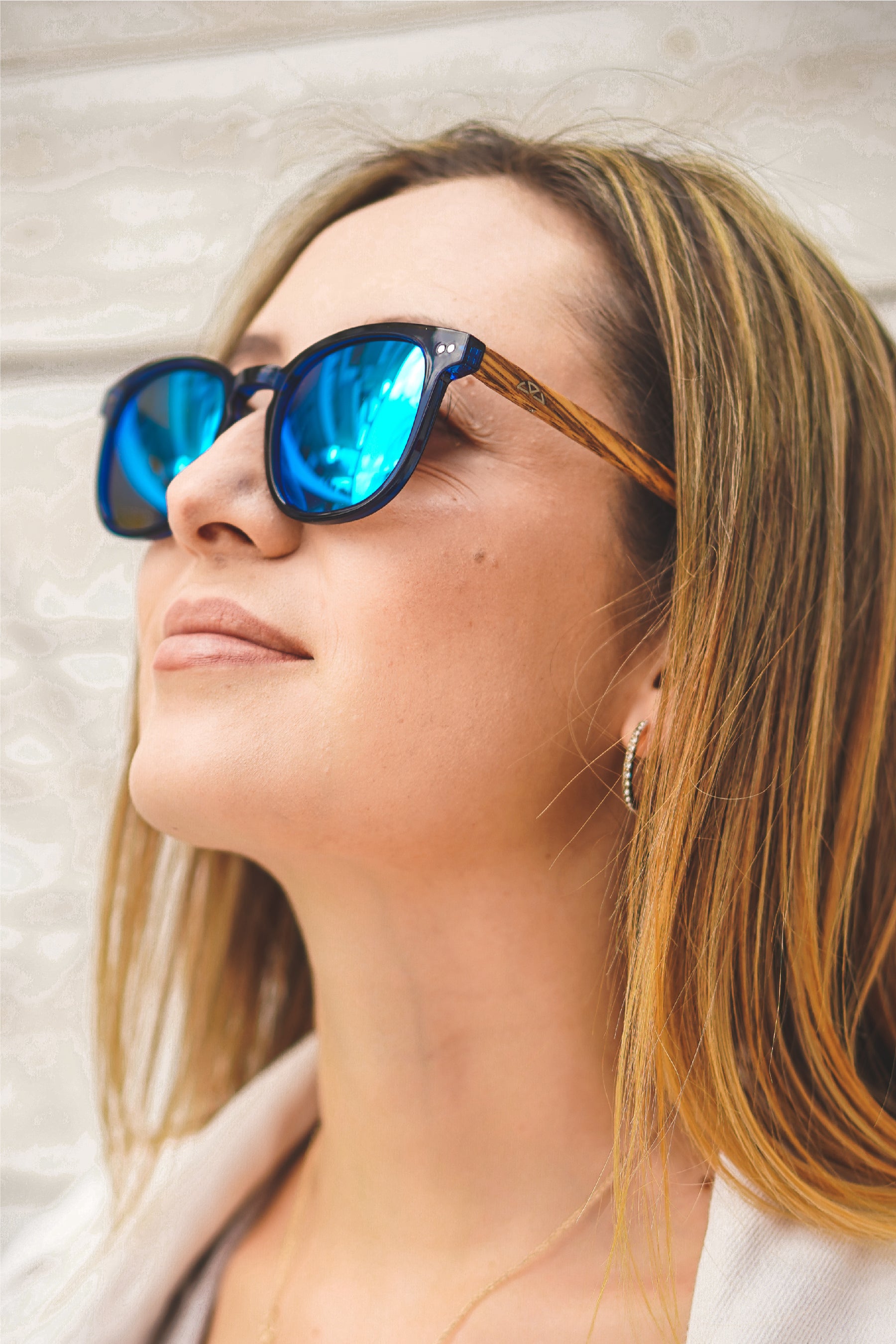 Deep Blue Wooden Sunglasses - INTI