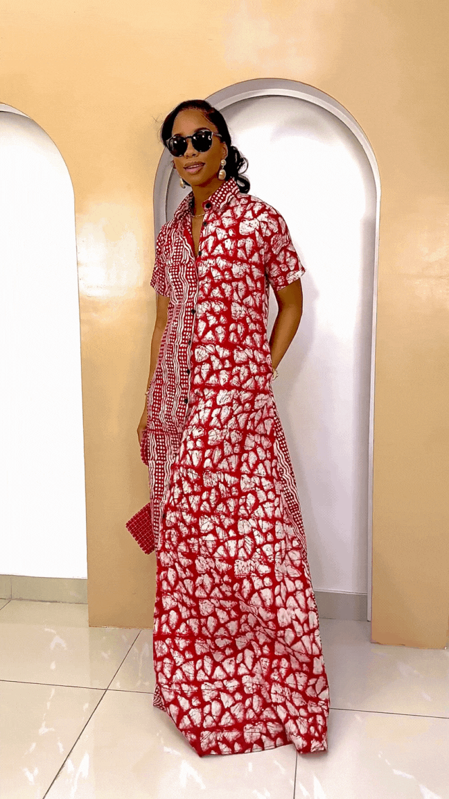 Odiegwu Adire Maxi Kaftan Dress