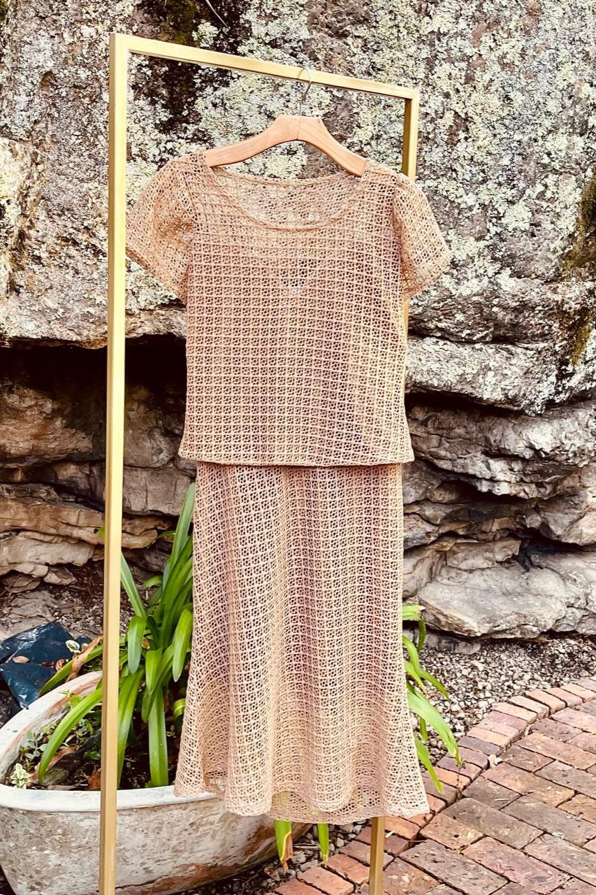 Camel Crochet Two-Piece Set