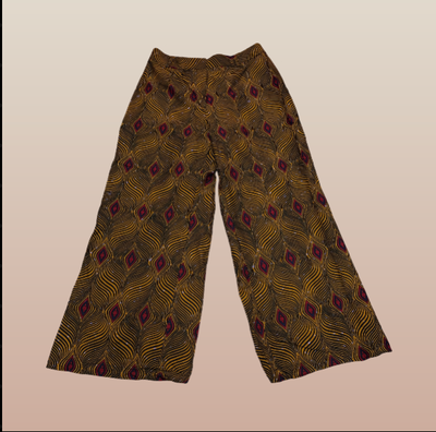Dark Yellow and Red Diamond Wide Leg Pants