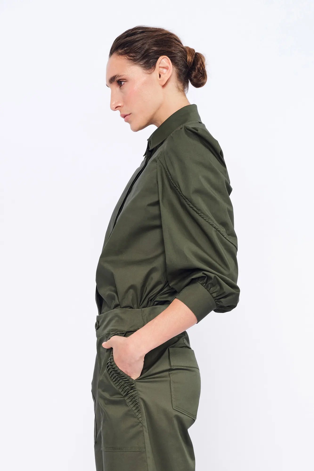 Bimba Puff Sleeve Blouse | Olive
