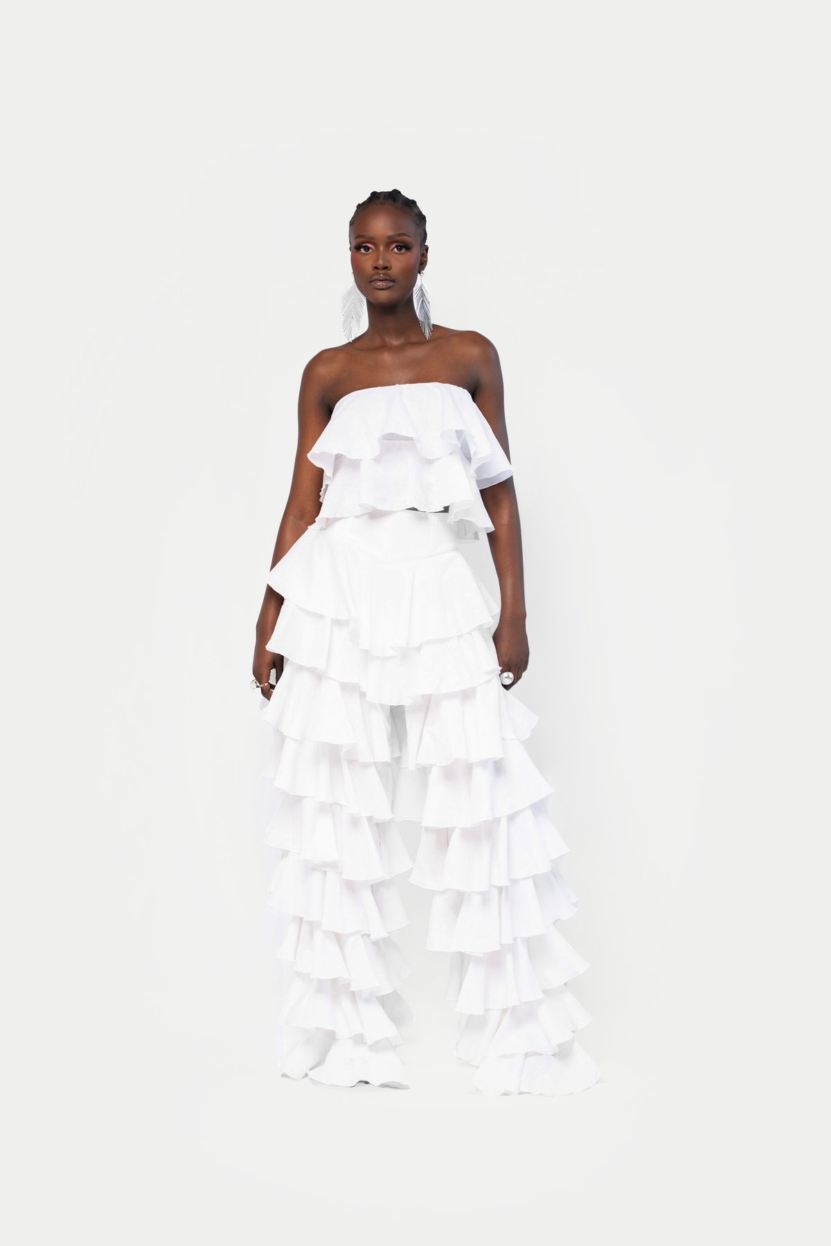 Linen DARIA Ruffle Pants in White