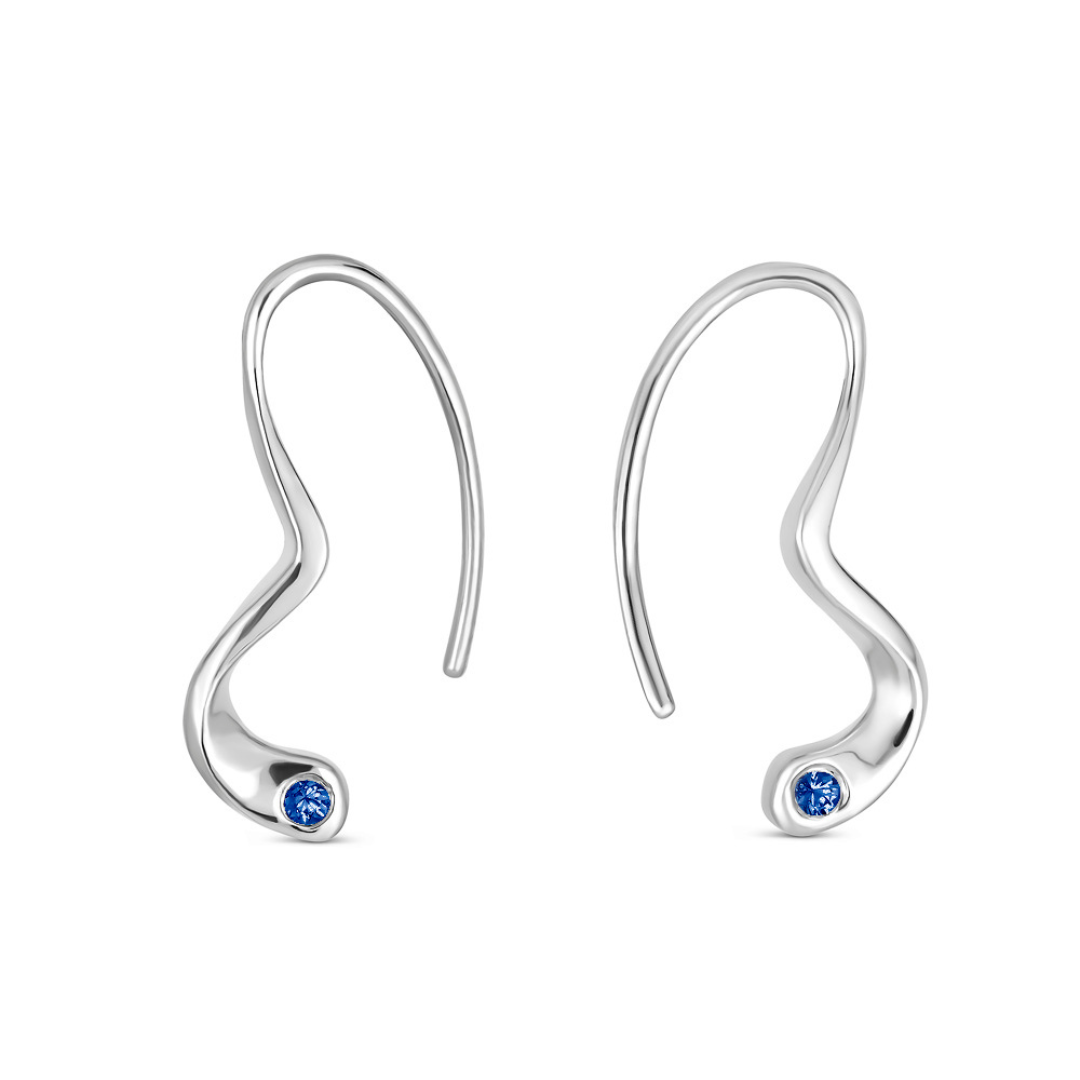 Sahab Mini Hoops with Sapphires - Silver