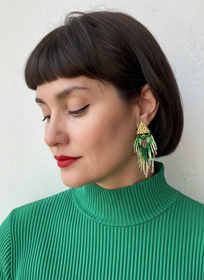 TRIANGLE FRINGE EARRINGS
