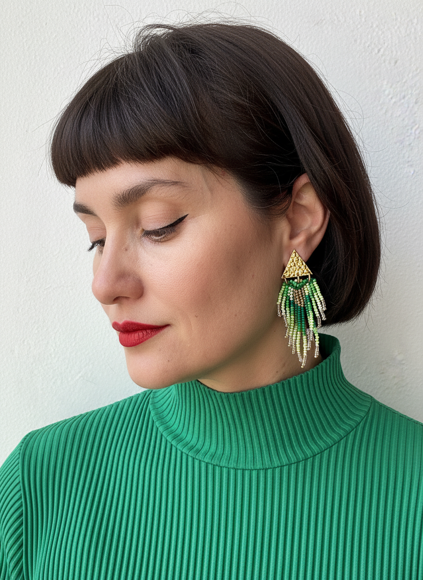 TRIANGLE FRINGE EARRINGS