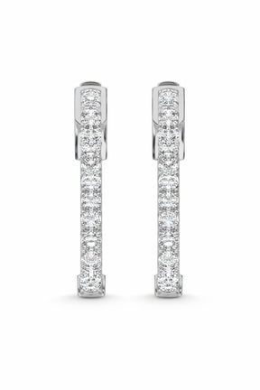 1 ctw Diamond Inside Out Hoop Earrings Silver